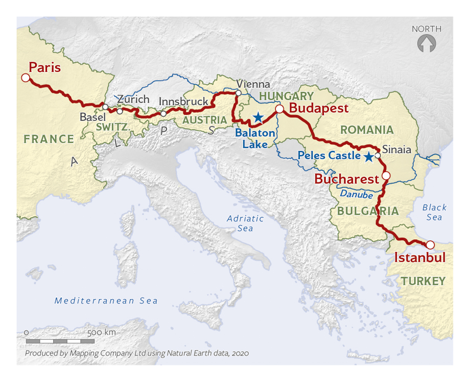 Paris to Istanbul journey map